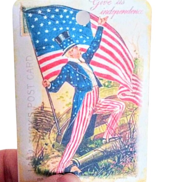 18 Pc Set Large Vintage Style Independence Day Patriotic Gift & Journal Tags - Picture 5 of 6